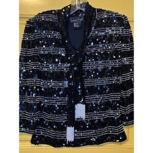 Vintage Laurence Kazar Paris New York Beaded Blouse Size Small‎ Tie Front Formal